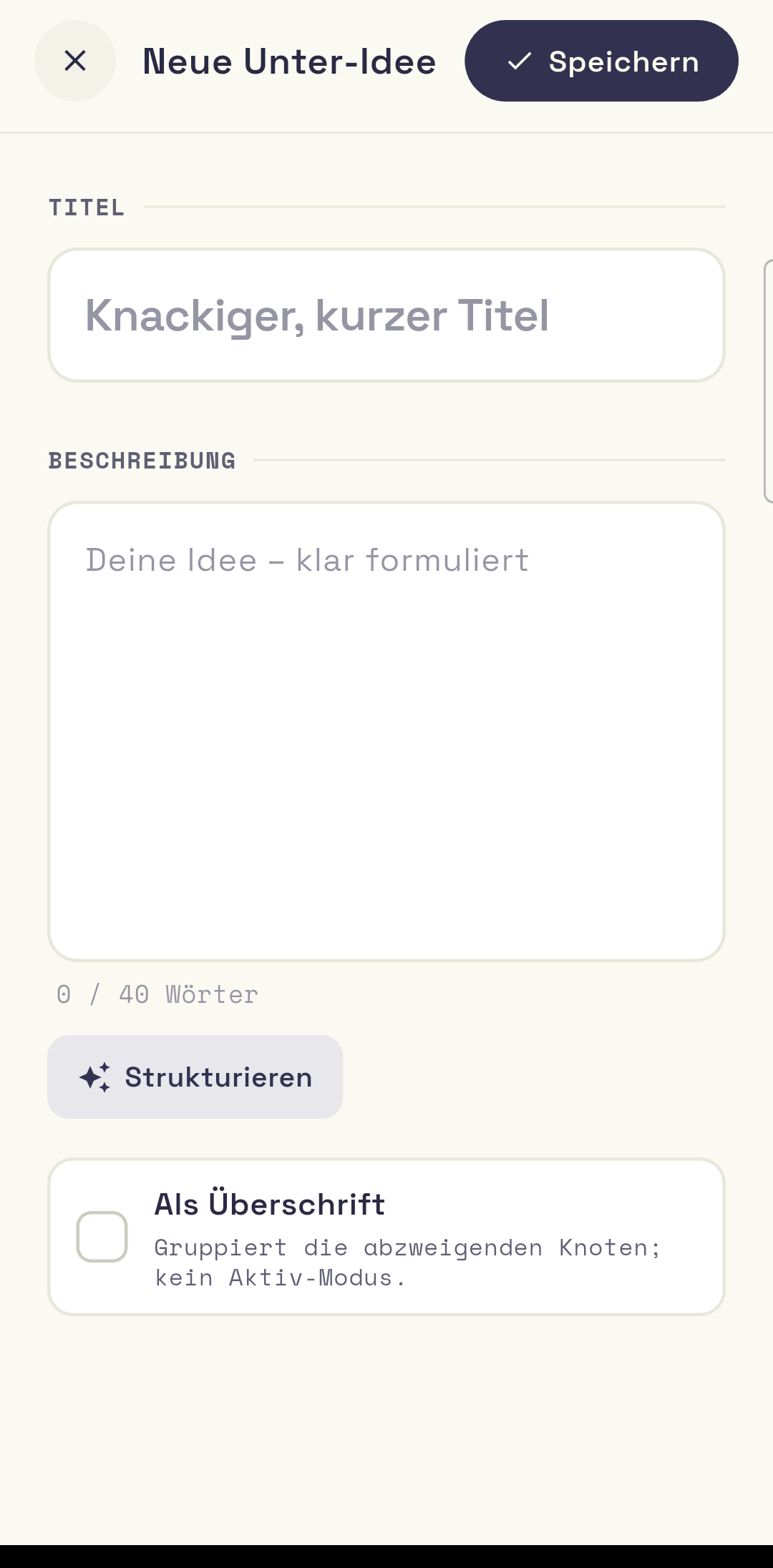 Branching a new sub-idea off a node