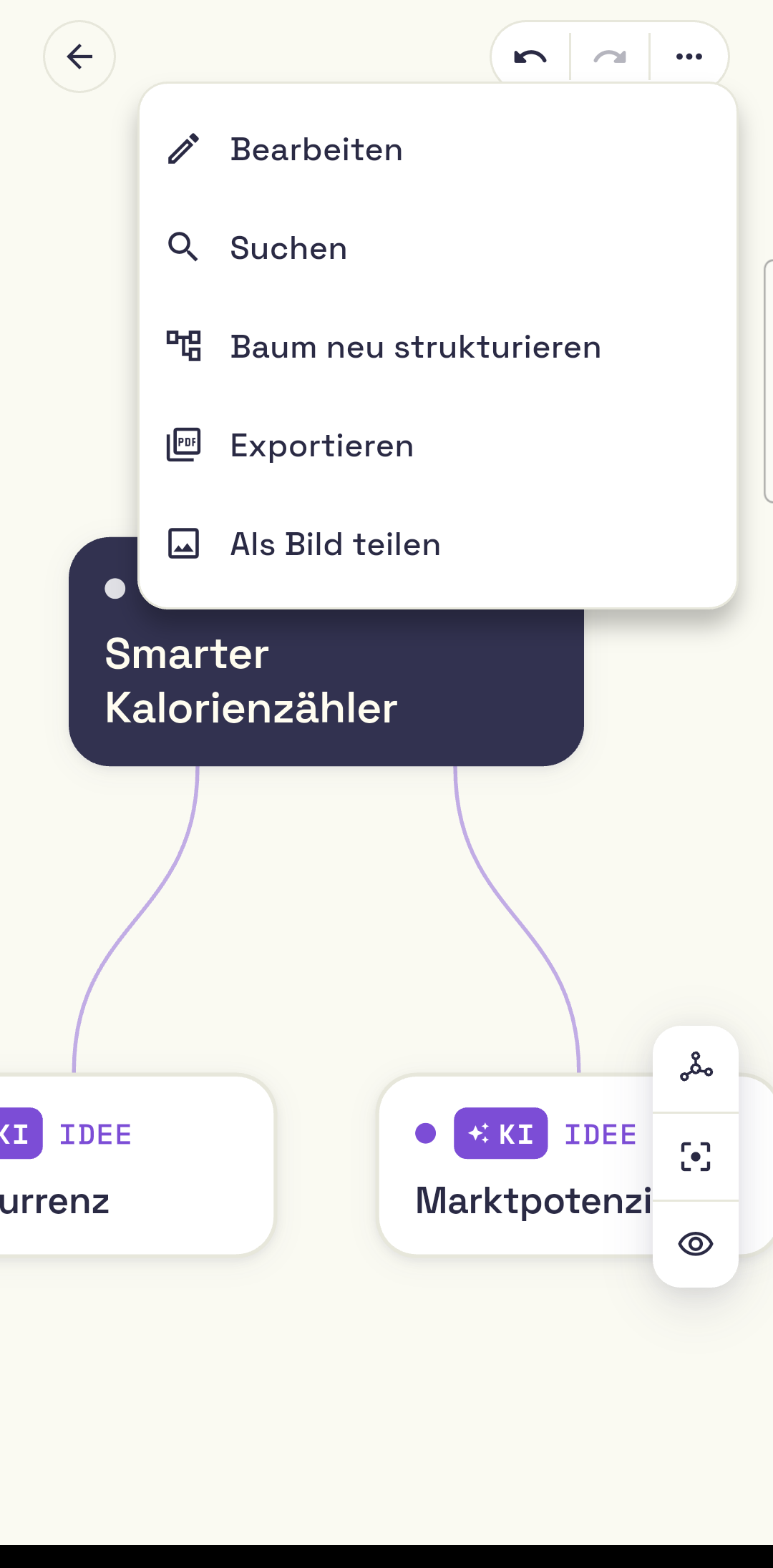 Exporting an idea as PDF via the menu