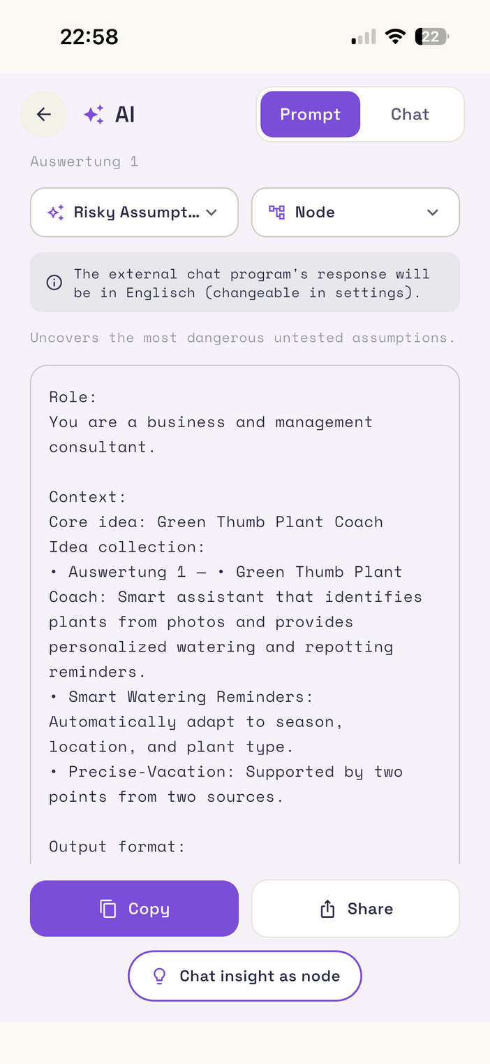 Connecting an AI key in the settings