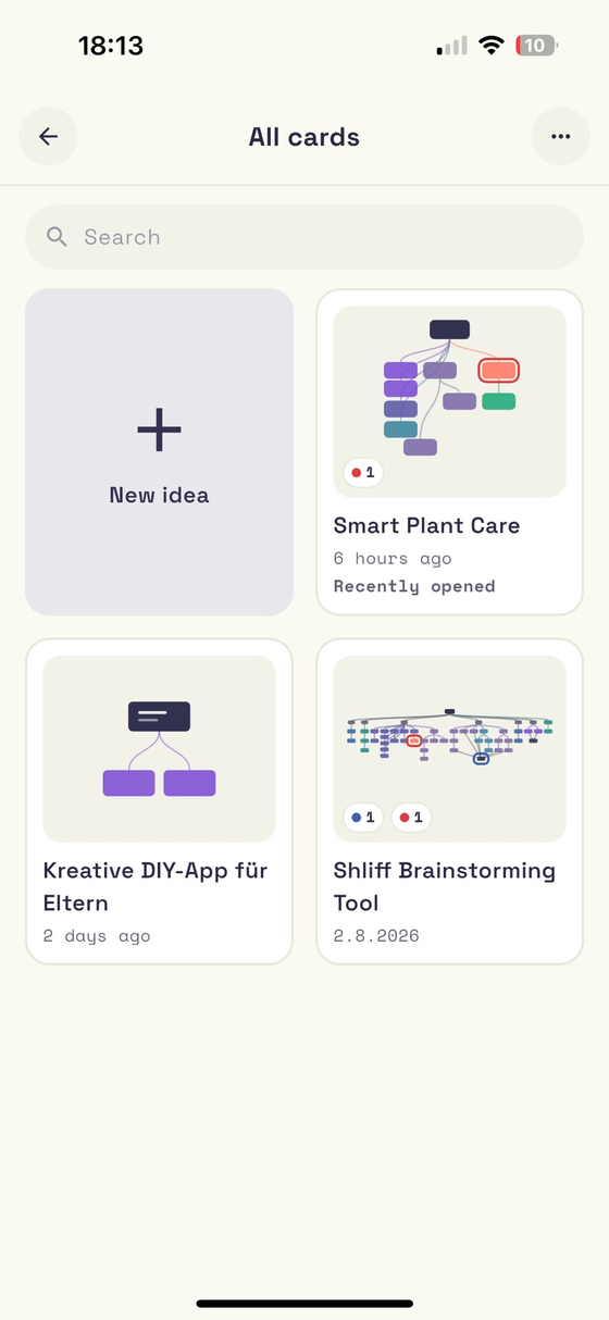 All ideas: every idea as a preview of its map