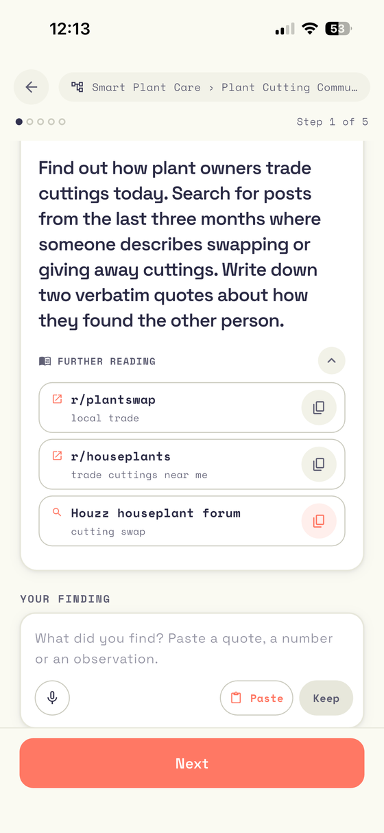 Research task with sources and search terms