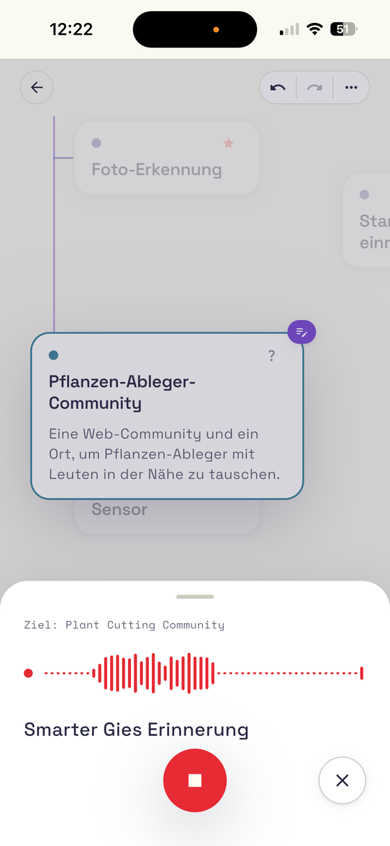 Sprachaufnahme einer Idee in Shliff